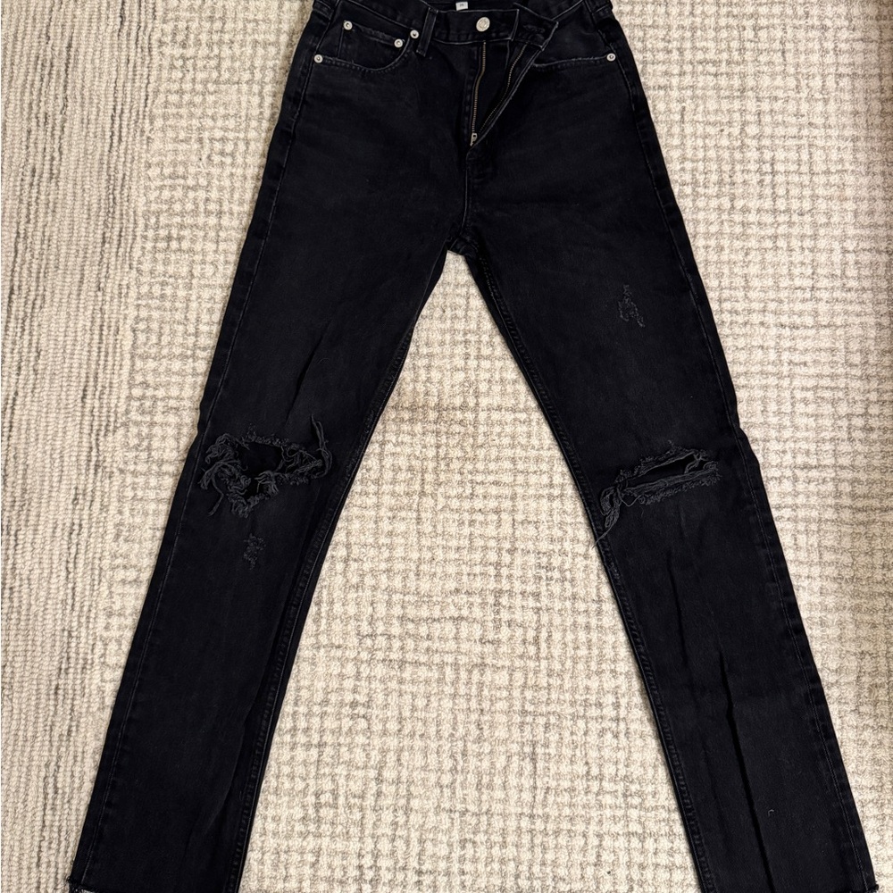Agolde Black Distressed Women Jeans